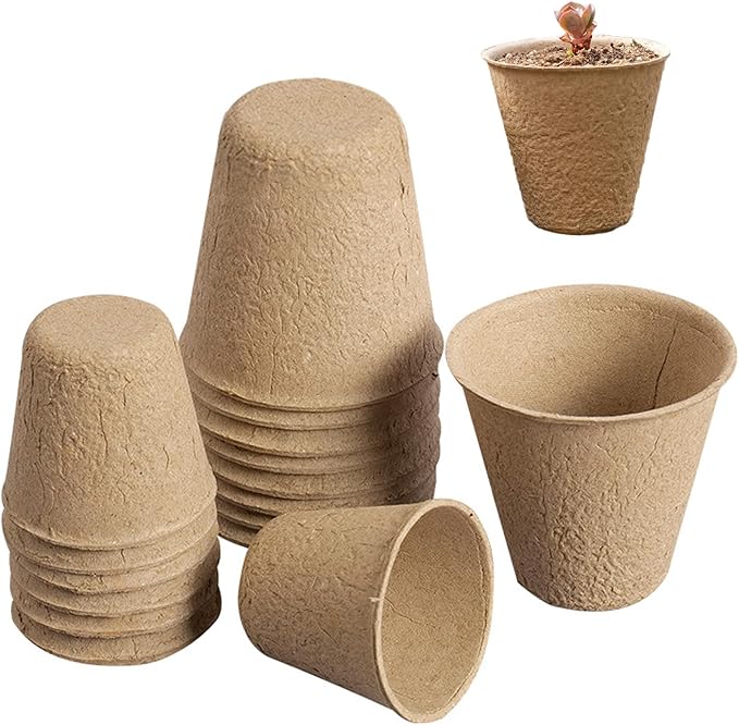 ROOUTEN 50-Pack 3.15 Inch Peat Pots for Seedling with 50 Pcs Plant Labels,Outdoor Garden Germination Nursery,Biodegradable Seed Starter Pot Kits