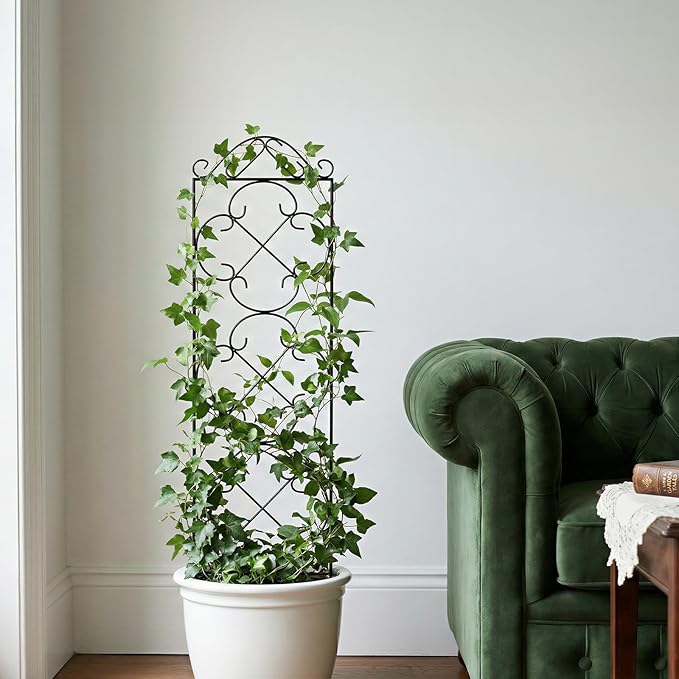 Garden Trellis 4 Pack 48'' H x 12.5'' W Metal Plant Climbing Trellis Suitable for Potted Plants Indoor and Outdoor Climbing Plants Flower Ivy Clematis Black