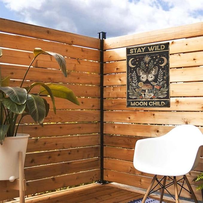 Funny Metal Signs Butterfly Stay Wild Moon Child Vintage Tin Sign Retro Wall Decor for Home Office Farmhouse Yard Garden Shop Cafe Indoor Outdoor 8×12 Inches