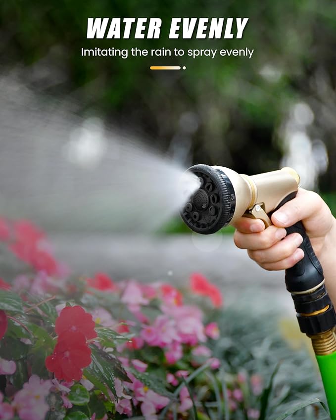 RAINPOINT Garden Hose Nozzle, Heavy Duty Metal Hose Sprayer Nozzle, 9 Adjustable Spray Patterns, High Pressure Hose Sprayer for Watering Plants, Lawns, Car and Pet Washing (Black)