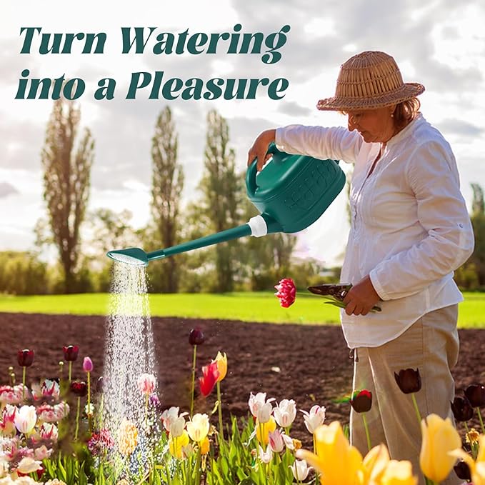 1 Gallon Watering Can, Garden Watering Can Outdoor, Plant Water Can with Removable Long Spout and Stainless Steel Sprinkler Head, Plastic Indoor Watering Cans for Gardening Flower Plants