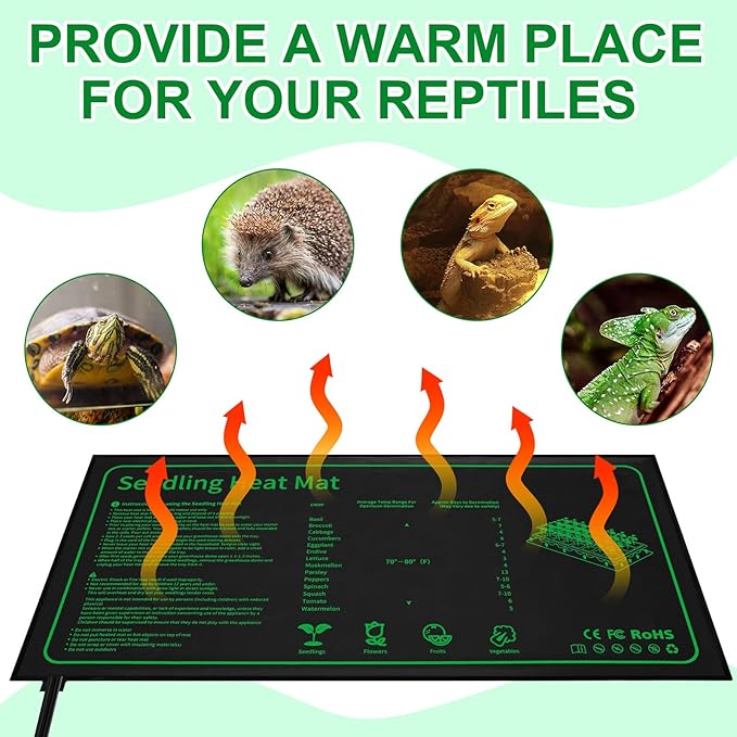Ganeen 4 Pack Seedling Heat Mat for Seed Starting with Temperature Adjustable Knob 10" x 20" Waterproof Heating Pad for Plant Hydroponic Heating Pad Durable Germination Warm Mat for Indoor Home Garden