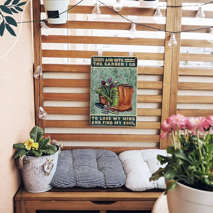 YOYI ART Funny Garden Decor for Outside Tin Sign - Vintage Metal Patio Signs for Outdoor, Home Yard, Backyard Wall Decor Art Accessories, Gardening Gifts for Women and Gardener Lovers, 8 x 12 inch