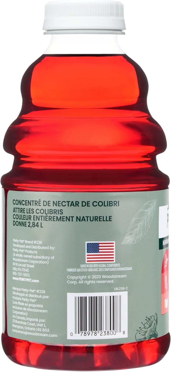 Perky-Pet Hummingbird Nectar Concentrate for Hummingbird Feeder - 32 oz - Makes 96 FL OZ of Red Food Nectar - 238