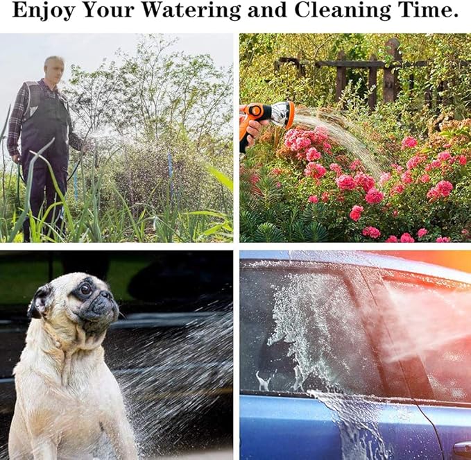 Garden Hose Nozzle Spray Nozzle,10 Hose Metal Duty Watering Patterns Thumb Control On Off Valve, High Pressure Nozzle Sprayer for Watering Plants, Car Wash,Cleaning,Showering Pets
