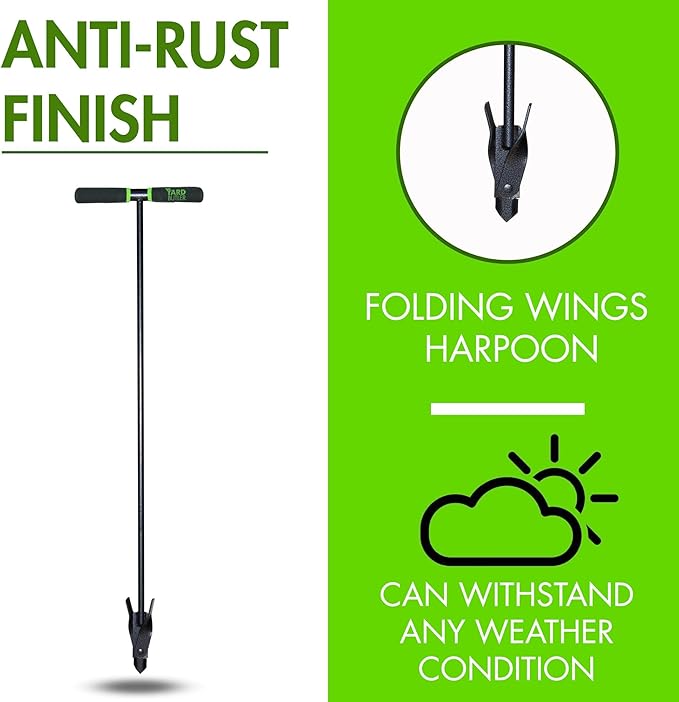 Yard Butler Compost Aerator, ICA-36- Lawn Care Tool for Aerating - Long-Handled - Power-Coated Steel Construction - Comfortable Cushioned Handles Garden Tool - Easy to Use