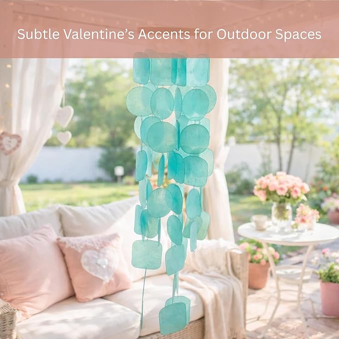 Solange & Frances Patio Decor, Garden Decor, Wind Chimes for Outdoors, Capiz Shells Windchimes for Outdoors. Unique, Gifts for Women (Turquoise)