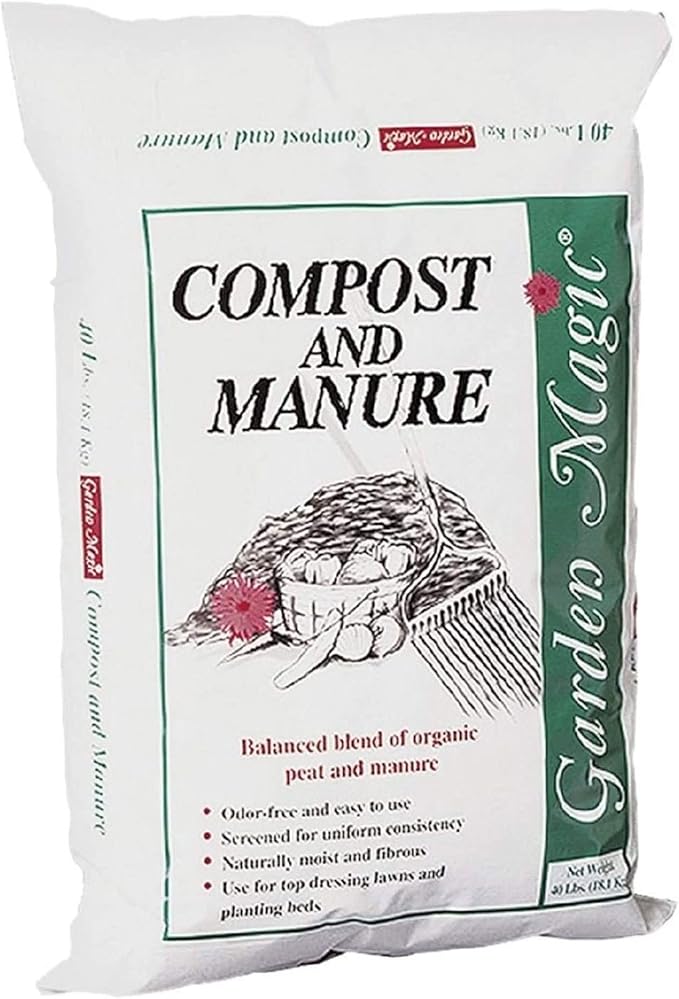 Michigan Peat 10-Pack Compost & Manure Blend, Garden Magic Mix w/Odor-Free Blend, 40 Lbs - Outdoor Lawn and Gardening Mixture with Nutrients and Minerals for Soil Potting and Planting
