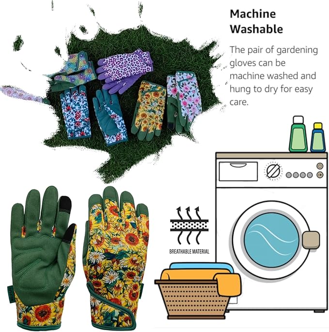 Thorn Proof&Puncture Resistant Gardening Gloves with Grip,Garden Glove for Women, Leather Yard Work Gifts