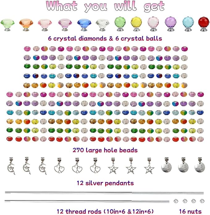 320 Pcs Beadable Items - DIY 10&12 Inch Fairy Wand Beaded Garden Stakes Decorative Kit, Fairy Garden Accessories Outdoor Kit for Different Festivals