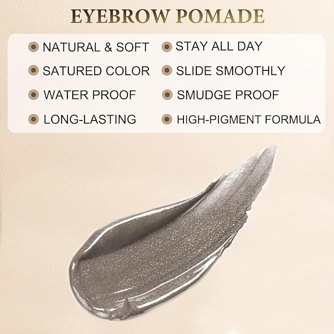 Eyebrow Pencil Makeup Kit, with Waterproof 2-IN-1 Microblading Eyebrow Pen, Eyebrow Pomade, Eyeliner and Dual-ended Eyebrow Brush, Brow Pencil Kit for Natural Eyebrows - Grey