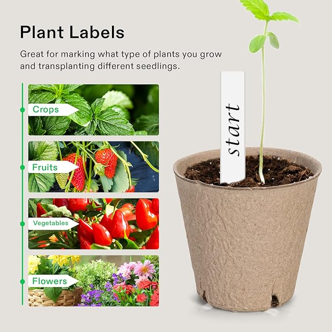 VIVOSUN Peat Pots, 240 Packs 3.15-Inch Seed Starting Pots with Drainage Holes, Round Nursery Pot, 20 Plant Labels for Flowers, Plants, Vegetables, 120Pcs