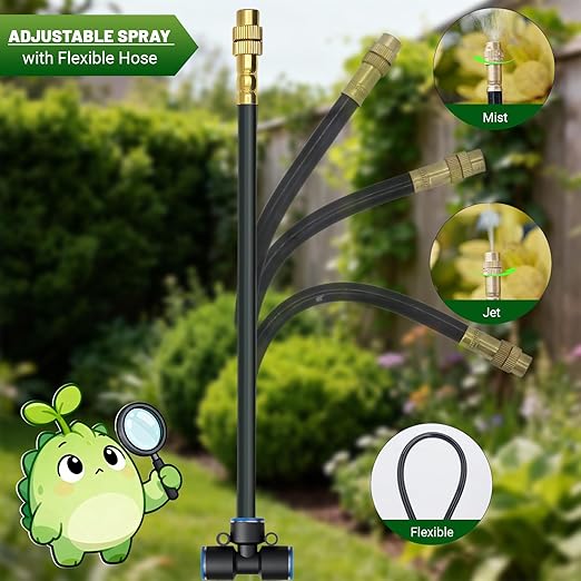 Drip Irrigation Kit, DIY Automatic Garden Watering System with Push-Fit Connectors, 2026 New Upgraded Water-Saving Design, 3 Adjustable Nozzles for Yard, Greenhouse, Lawn & Potted Plants (100FT)