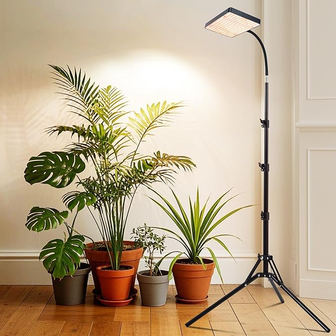 2026 Grow Light with Stand for Indoor Tall Plants, Bonsai Tree, 4/8/12/16/20H Timer, Bright Natural Sunlight Full Spectrum, 25 Watt Power Draw, NO Need Adapter, 24"-64" Height Adjustable