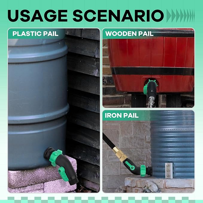 Rain Barrel Spigot Kit 2 Pack High Flow, 3/4" GHT Heavy Duty Plastic Water Barrel Spigot Kit with Bulkhead Fitting, Water Rain Barrel Diverter Kit for Outdoor Plastic Bucket (45 degrees)