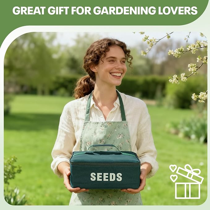 22 Slots Seed Storage Organizer Box with 30 Seed Envelopes & 84 Labels – Seed Bank Kit for Saving, Seed Packet Organizer Can Hold 160+ Seed Envelopes, Great Gift for Seed Keeper & Garden Lovers