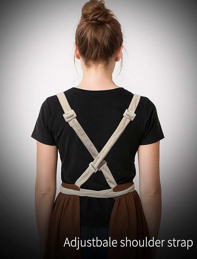 Vintage Pinafore Apron Dress for Women with Pockets Cute Floral Chef Aprons for Kitchen Cooking Baking Gardening