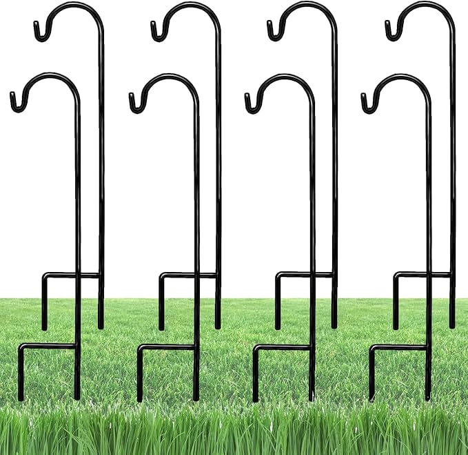 AshmanOnline Ashman Shepherd's Hooks 35 Inch (8 Pack), Black, Made of Premium Metal for Hanging Solar Lights, Bird Feeders, Mason Jars, Christmas Lights, Lanterns, Garden Stakes and Wedding Décor.
