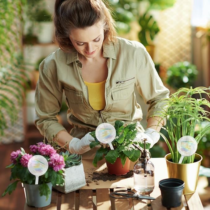 4 Pcs Large Plant Watering Globes,Self Watering Planter Insert Plant Accessories,Rainbow Gradient Glass Watering Devices for Vacation,Travel,Indoor,Outdoor,Home,Garden,10.6" L×3.15" D