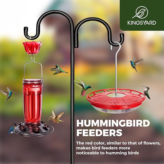 Kingsyard 2 Pack 16 OZ Hummingbird Feeders for Outdoors Hanging, 6 Bee Proof Feeding Ports Humming Nectar Bird Feeder, Ant Moat Easy to Refill & Clean Leak-Proof, Garden Décor Gifts for Women Mom