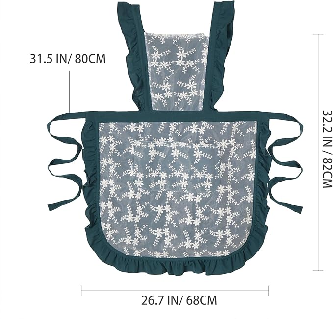Vintage Pinafore Apron Dress for Women with Pockets Cute Floral Chef Aprons for Kitchen Cooking Baking Gardening
