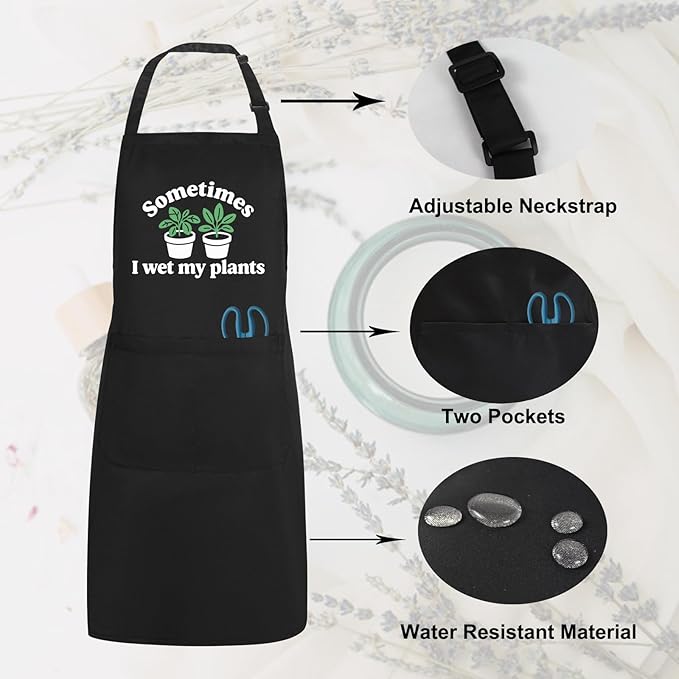 Gardening Apron for Women with Pockets, Adjustable Funny Garden Apron Gifts for Gardener Mom Wife Plant Lover