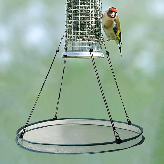 2pcs Bird Feeders for Outdoors, 16 Inch Bird Feeder Tray Large with 8 Hanging Ropes Hanging Mesh Seed Tray Platform for Yard Garden Backyard (Green)