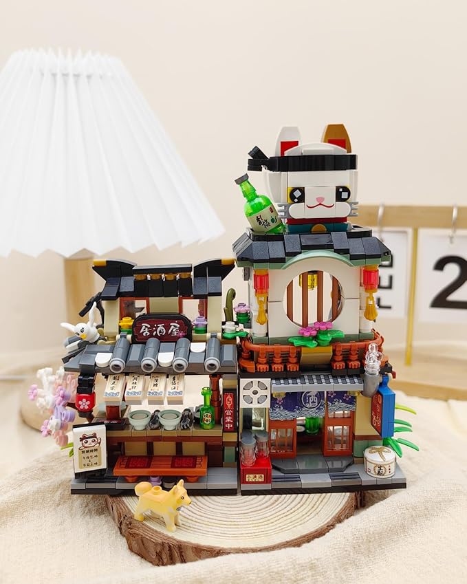 Japanese City Street View Izakaya Shop, MOC Creative Mini Building Blocks House Set 789 pcs, Simulation Architecture Construction Toy, Gifts Idea for Kids Adults (1232)