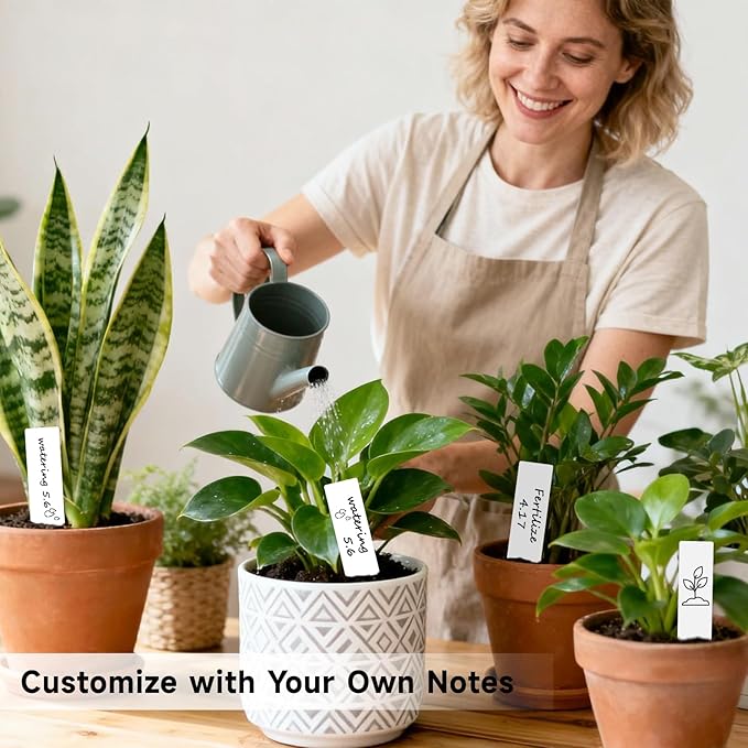 KINGLAKE Plant Labels,Plastic Plant Tags 4 Inch,200 Pcs Nursery Garden Labels Plants Markers for Outdoor Garden Waterproof,Plants Name Tags White with Marking Pen