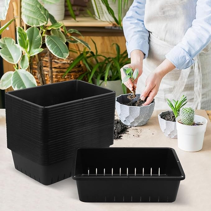 25 Pack Seed Starter Trays 10 x 7 inches Microgreens Growing Trays with Mesh Bottom for Germination, Hydroponic & Sprouting Plant Trays for Garden, Wheatgrass