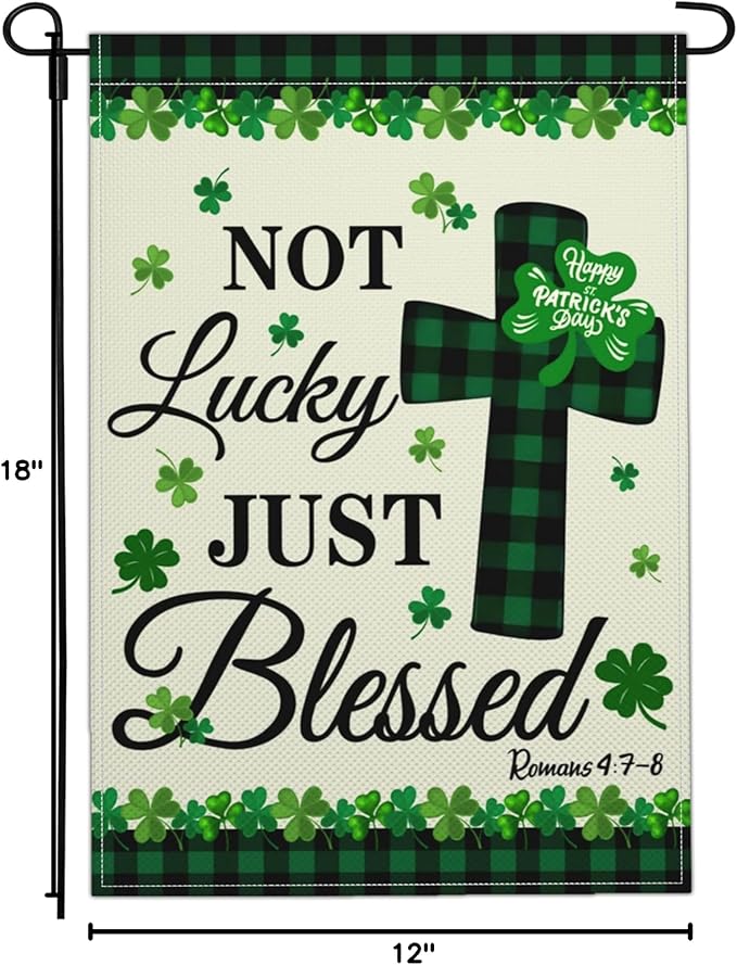 St Patricks Day Garden Flag 12×18 Inch Double Sided Happy St Patrick's Day Yard Garden Flags for Outside Shamrock Lucky Irish Blessing Garden Flag Outdoor House Holiday Decorations