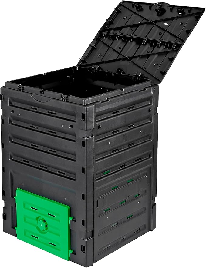 LEMY Garden Compost Bin, 120 Gallon Outdoor Composter Box for Fast Creation of Fertile Soil, Large Capacity, BPA Free, Black