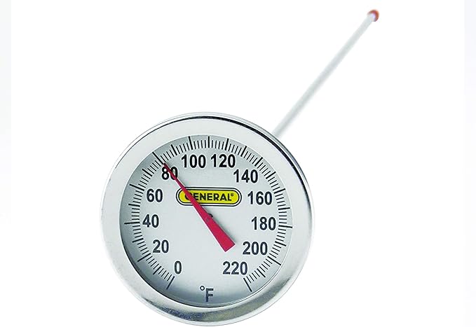 General Tools PT2020G-220 Analog Soil and Composting Dial Thermometer, Long Stem 20 Inch Probe, 0 to 220 degrees Fahrenheit (-18 to 104 degrees Celsius) Range