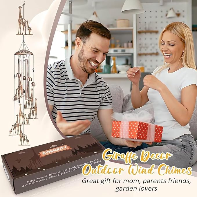 Giraffe Wind Chimes for Outside,Gardening Gifts for Giraffe Lover,Women,Men,Mom,Birthday Party Decorations,Memorial Gifts,Wind Chimes Outdoors,Indoors,Room,Home,Wall,Garden,Patio,Yard Decor