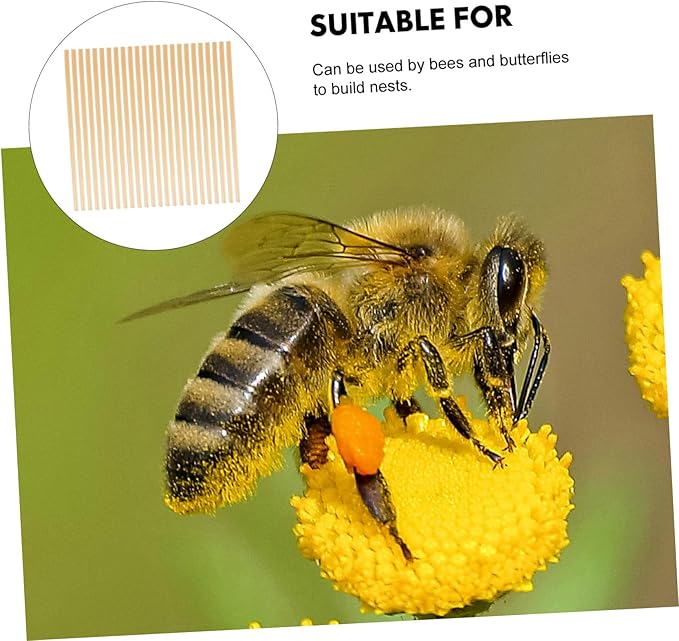 VANZACK 100pcs Straw Bee Nesting Tubes Natural Replacement for Beekeeping Supplies Easy to Install Garden