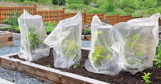6 Pack Garden Netting for Plants 2.6x3.3ft - 3.3x4.9ft Mesh Fruit Tree Blueberry Pest Barrier Bug Netting with Drawstring 2-Size Insect Bird Netting for Tomato Vegetable Net
