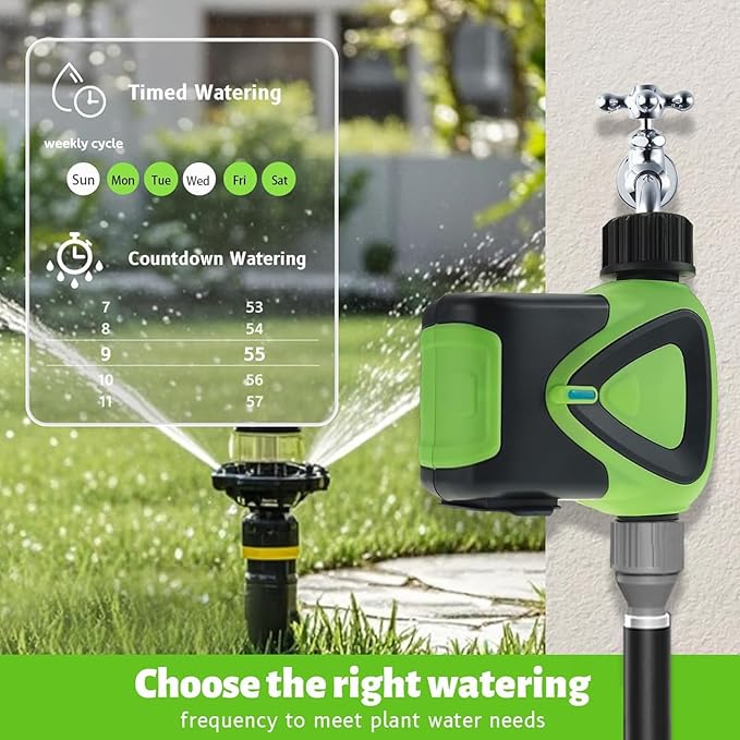 Smart WiFi Water Timer:WiFi Sprinkler Valve Timer for Garden Hose APP & Remote Control Alexa & Google Voice Compatible, Rain Delay and Manual Mode for Yard Lawn Watering
