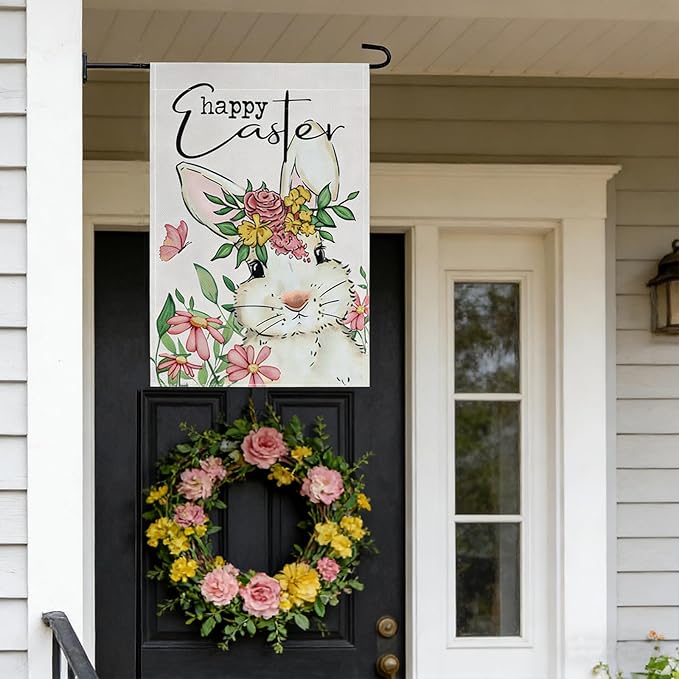 Easter Garden Flags Decors,12x18 Inch Vertical Double Sided Easters Yard Spring Decorations Outdoor Anniversary Front House Lawn Outside Bunny Decor Garden Flag
