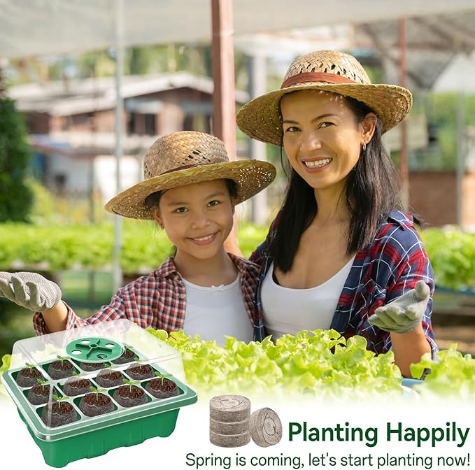 Halatool Seedling Trays Seed Starter Kit- Plant Germination Tray with Dome and Tray Base for Growing and Cloning (8 Set-Green)