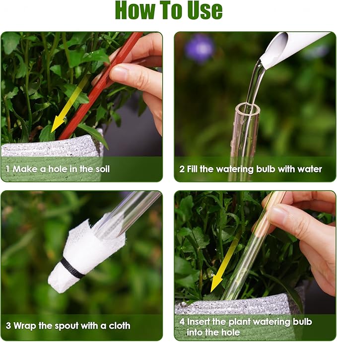 Tomorotec Glass Plant Self Watering Globes 2-Pack Pearl Luster Clear Iridescent Plant Watering Devices, Diamond Indent Pattern Self Watering Bulbs Planter Insert Decorative Vacation Watering Spikes