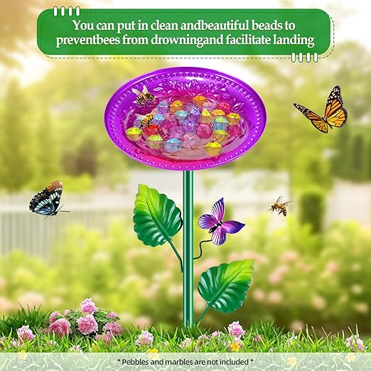 5 Pack Bee Watering Station, Bee Bath for Garden Metal Bee Butterfly Feeder, Colorful Flower Shape Bee Watering Cup Bowl Bee Waterer for Outdoor Outside Yard Decor Pollinator Watering