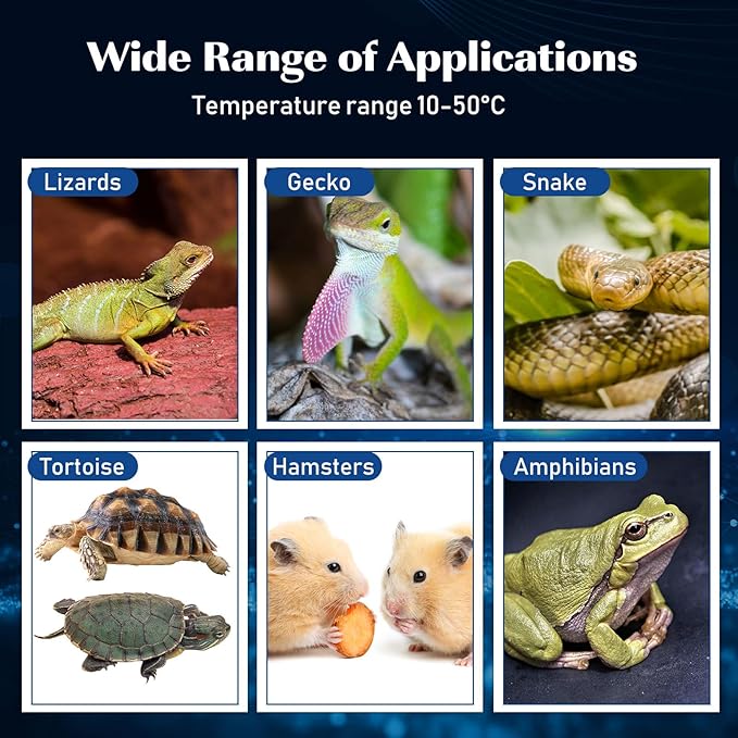 ROCEEI 4 Pcs 6" x 8" Reptile Heat Pad 8W 120V Under Tank Terrarium Heating Mat Heater Waterproof Hermit Crab Heating Pad for Turtle, Lizard, Frog, Snake, 10-20 Gallon Reptile Tank