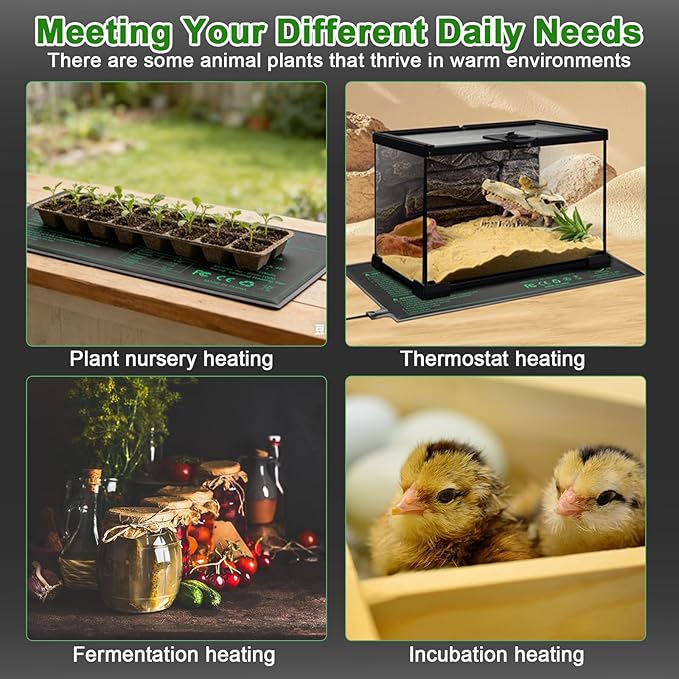 Bestio Seeding Heat Mat 10"x 20.75", 2 Pack Durable Seedling Heat Mat for Seed Starting, UL and MET Certified Waterproof Warming Mat Plant Heating Pad for Seed Germination,Hydroponics, Greenhouses