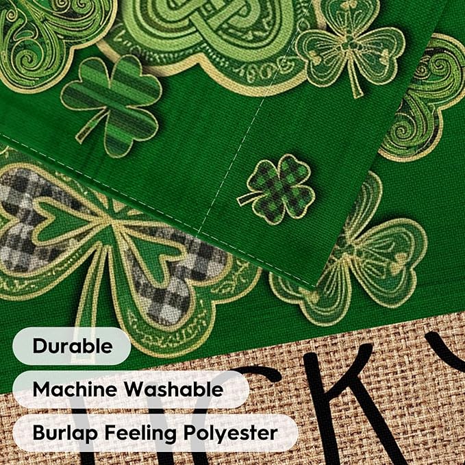 AVOIN colorlife St Patricks Day Garden Flag 12x18 Inch Double Sided Outside, Lucky Shamrock Clover Irish Floral Yard Outdoor Flag
