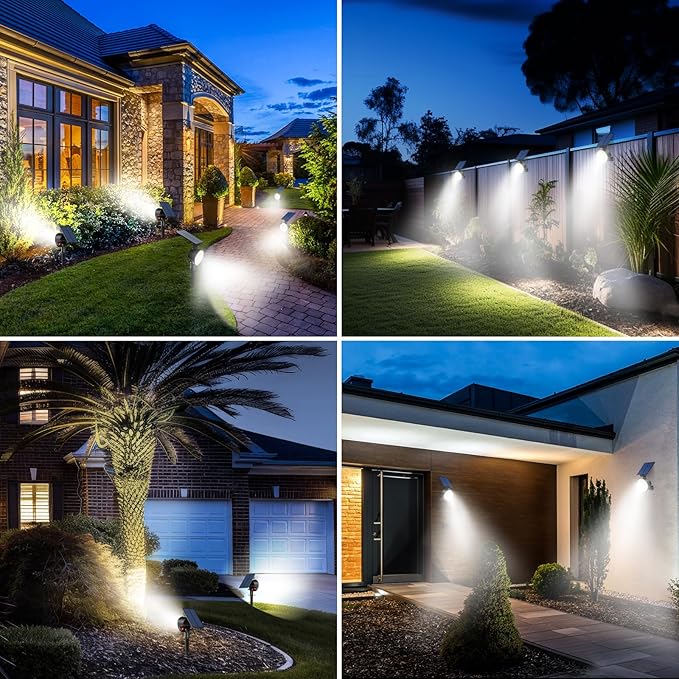 nipify 6 Pack Solar Spot Lights Outdoor Waterproof with 3 Modes, Solar Spotlight Light for Outside Yard Landscape Lighting Pathway Lights Wall,Cool White