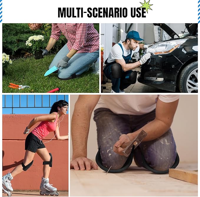 Gardening Knee Pads for Women and Men Lightweight Waterproof Foam Knee Pads for Gardening and Housework with Adjustable Hook'n'Loop Straps(Black)