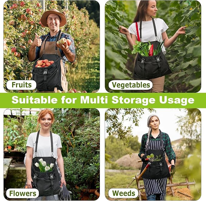 Cosmos Garden Harvest Apron - Canvas Gardening Apron with Quick Release Pouch & 2 Side Pockets