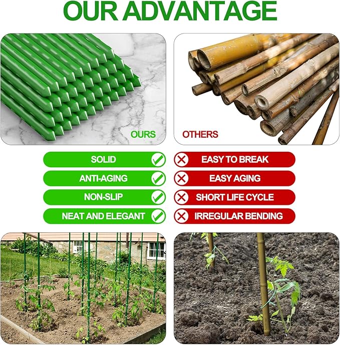 WAENLIR Garden Stakes 84 inch 7ft Sturdy Tomato Stakes, Plant Stakes for Outdoor Plants, Plant Support Sticks for Gardening, Pack of 25