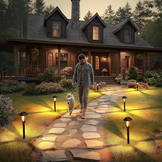 Solar Pathway Lights Outdoor,12 Pack Solar Lights Outdoor Waterproof, Warm White Auto On/Off LED Solar Powered, Garden Landscape Lighting for Yard Walkway Driveway Path Decorative