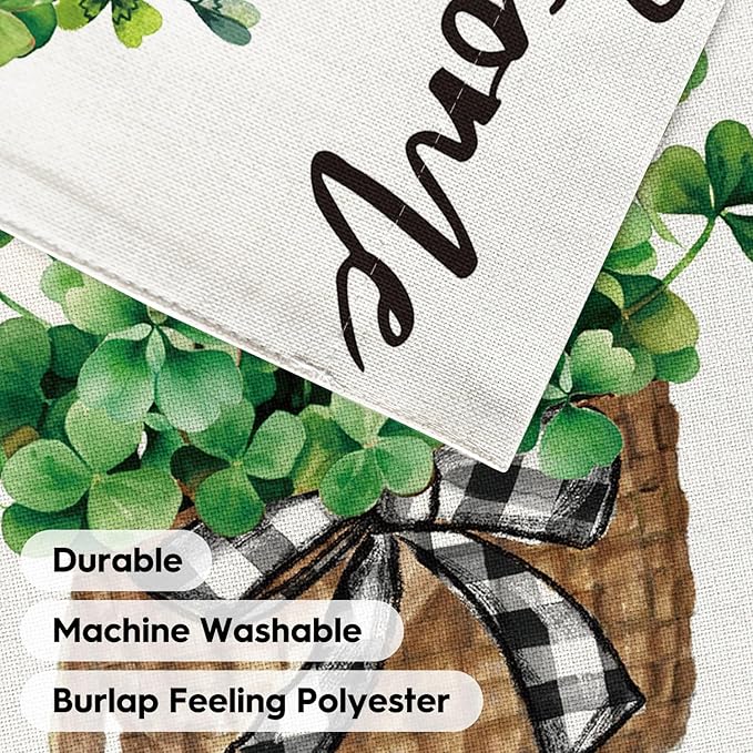 AVOIN colorlife St Patricks Day Garden Flag 12x18 Inch Double Sided Outside, Lucky Shamrocks Clovers Welcome Yard Outdoor Decoration